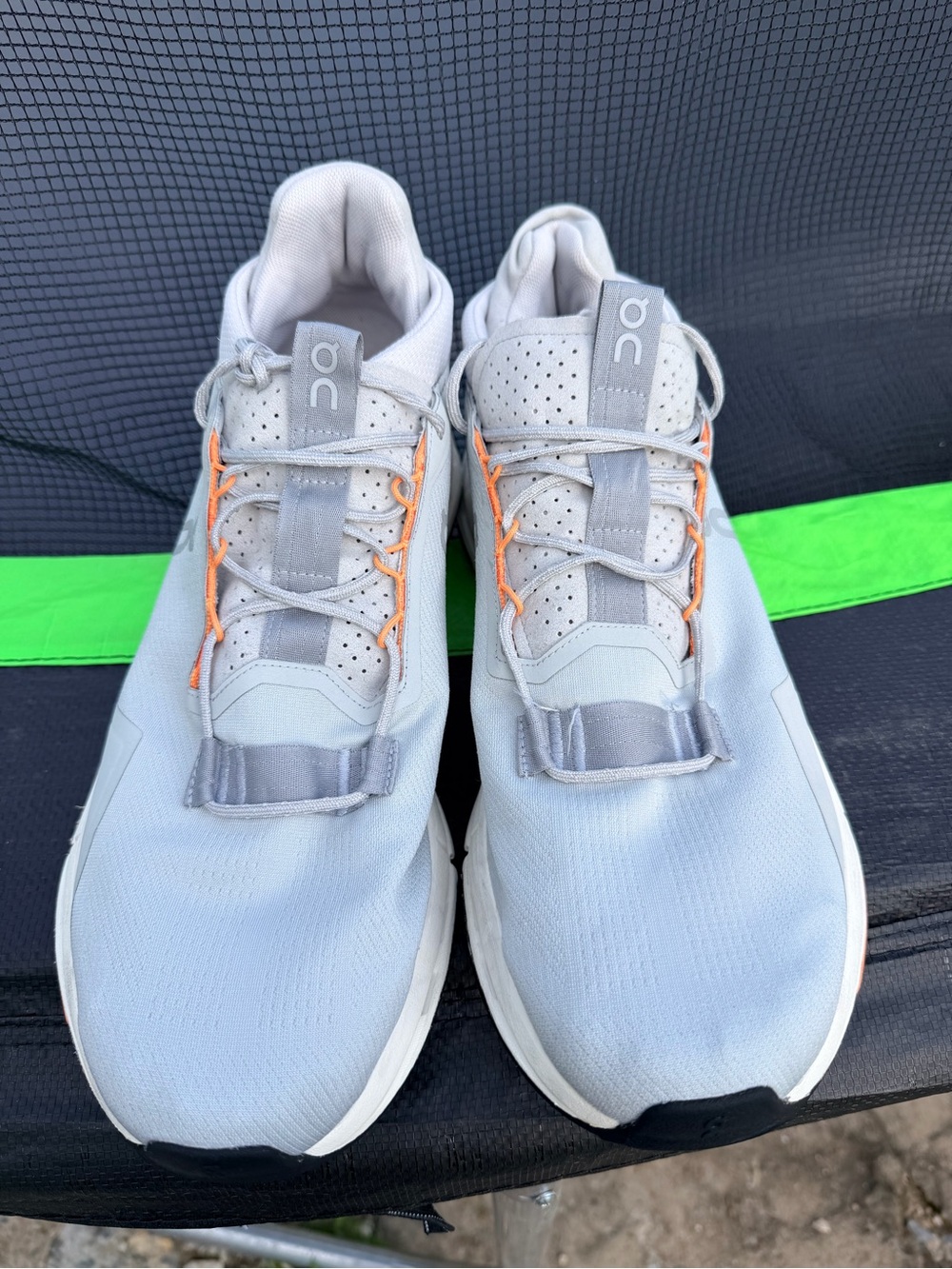 On Running Light Gray Athletic Shoes with Orange Accents - Picture 3 of 8